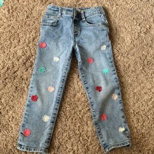 Gymboree Super Skinny jeans with  colorful pom-pom decorations - Girls Sz 6